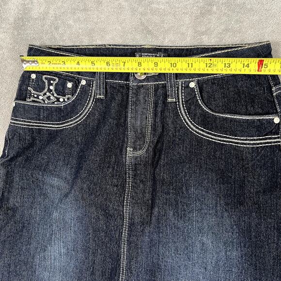 Baccini Women's 6 Affliction Style Denim Skirt Y2K Alt Grunge - Picture 9 of 10